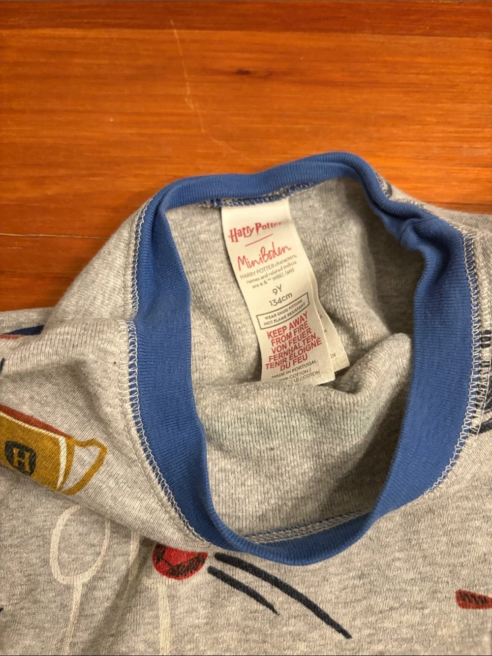 Mini Boden Quiddich Pajama Set with Blue Trim